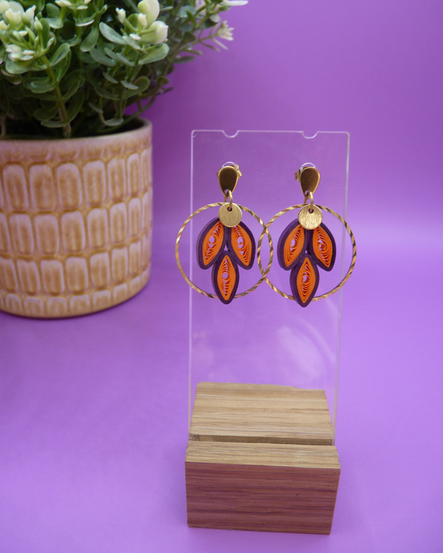 Boucles d'oreilles Calypso - Orange et prune