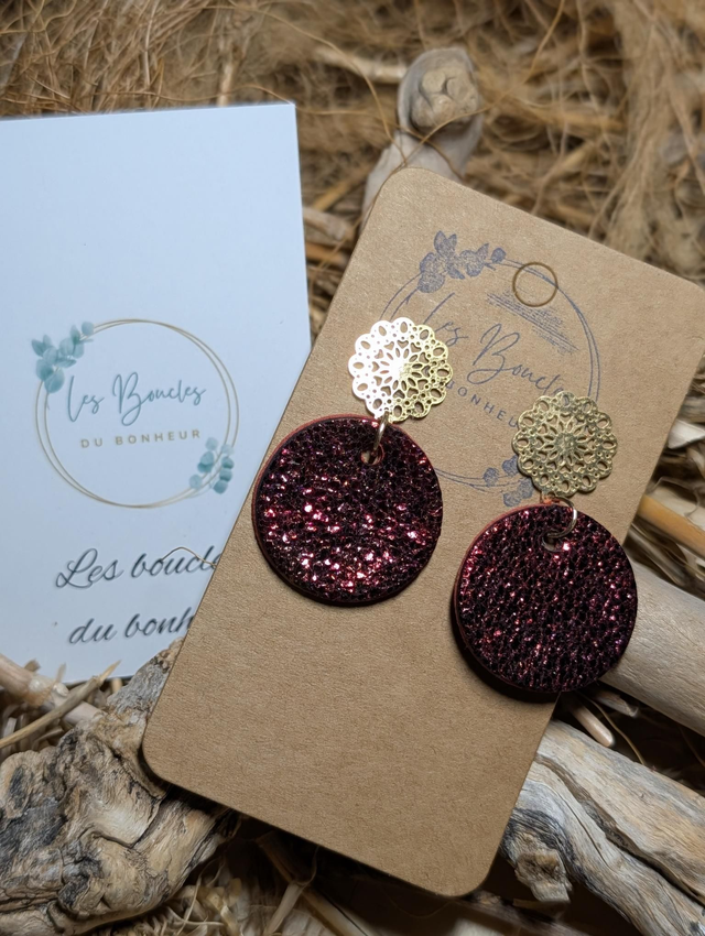 Boucles d'oreilles Moon rouge noir mm003