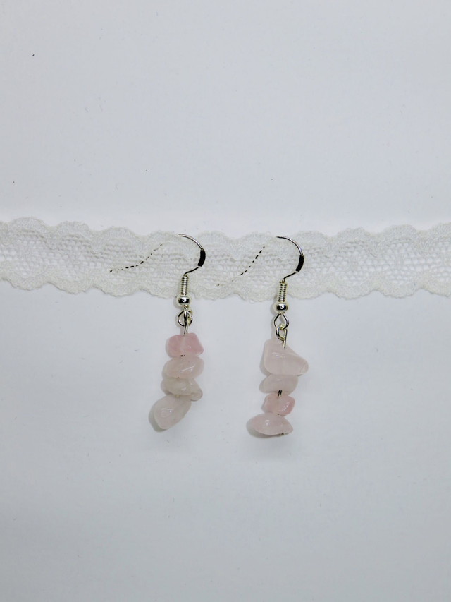 Boucle d'oreille pendante en Quartz rose