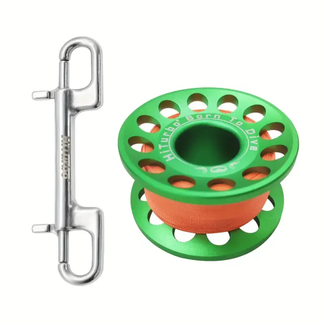 Spool pour parachute de palier ou fil d'ariane, longueur 15 mètres avec mousqueton