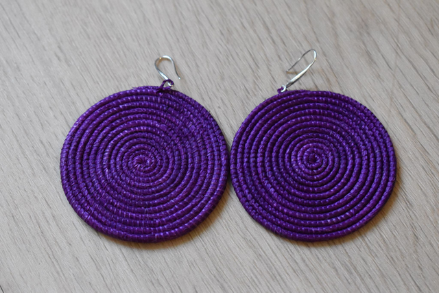 Boucles d'oreilles sisal - Violet