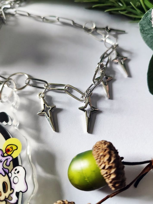 Vampire Girl and Forget-Me-Not with Stars Necklace - MADE TO ORDER