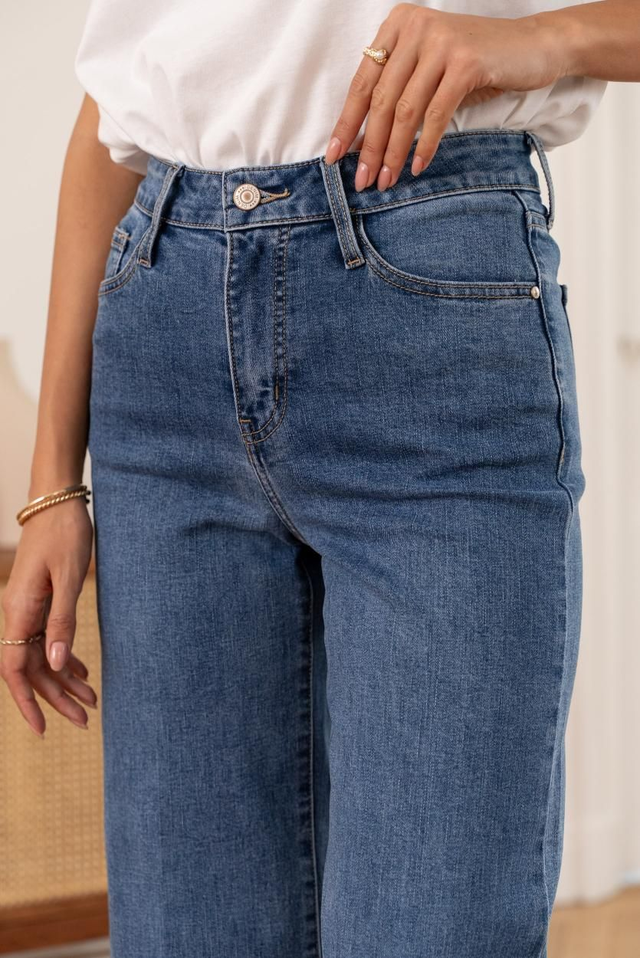 Jean denim bleu - Windy WIDE CROPPED - Oraije 
