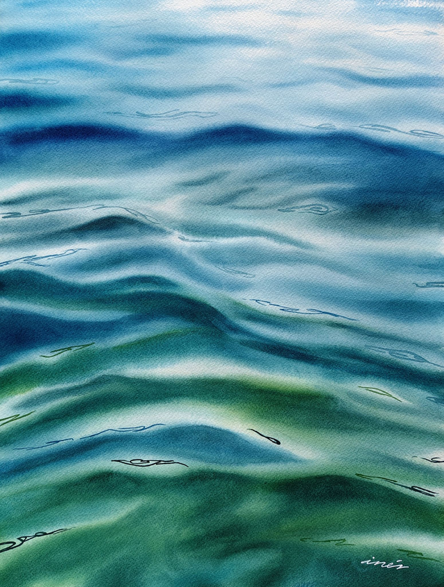 El verde del mar  - ORIGINAL 31 x 41 cm  