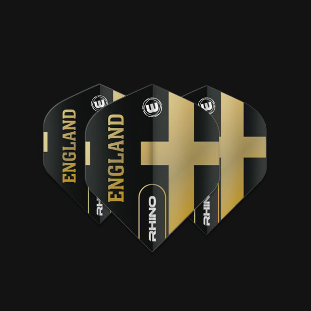 Winmau Rhino Flights Black &amp; Gold Flag - England 5023231014009