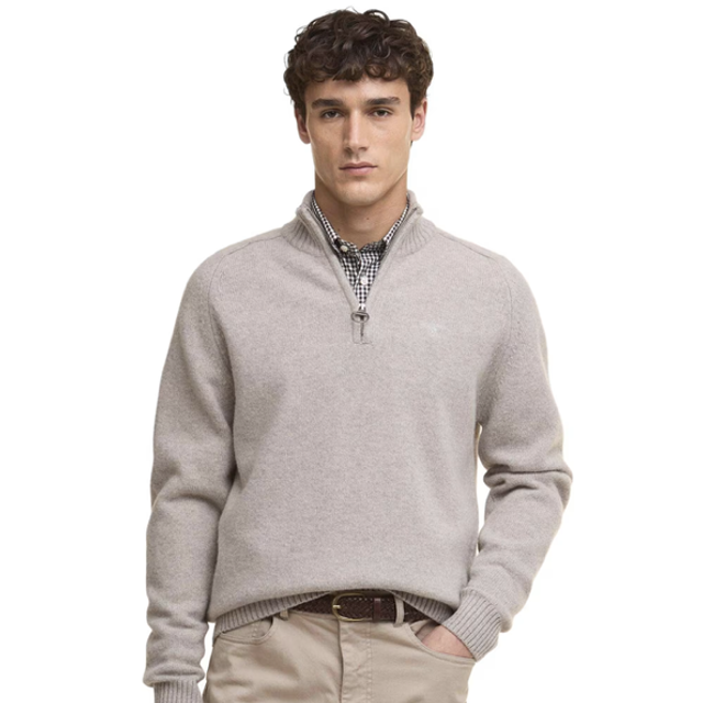 Barbour Grangetown Half Zip Knitted Jumper Light Grey