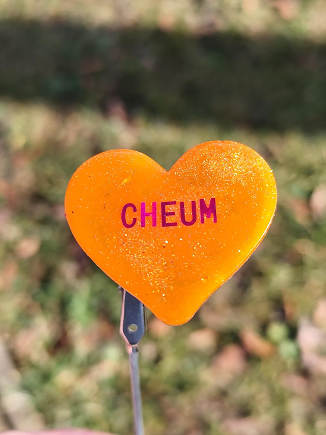 Broche Cheum – broche en résine pailletée, pièce unique