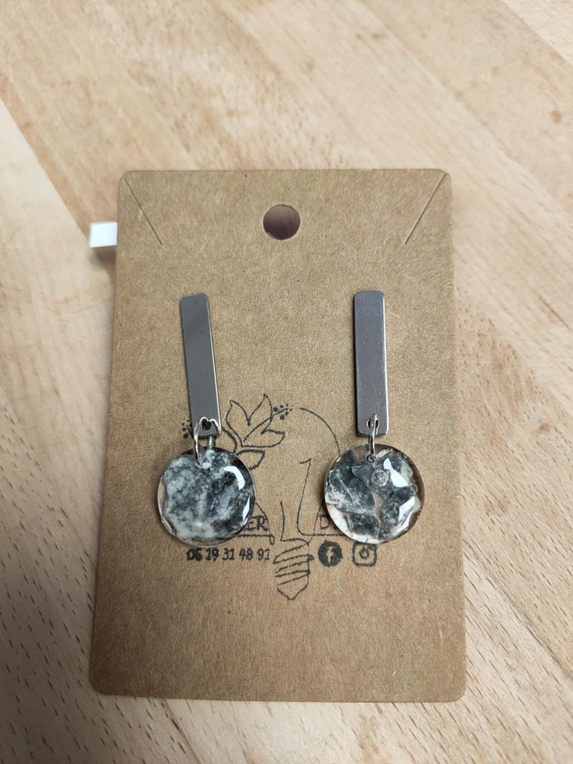 ESTEL_WEB002 Boucles d'oreilles pendantes argentées nacre