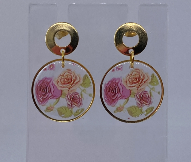Gold flower transfer earrings 
