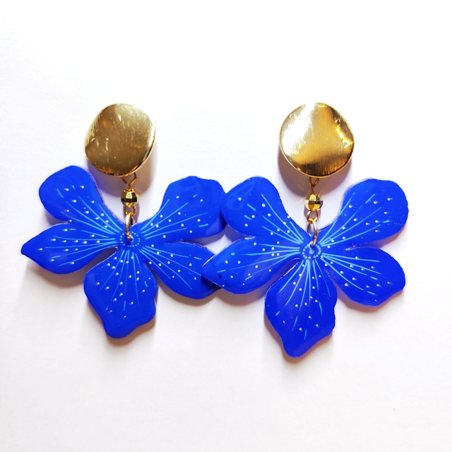 Boucles d&#039;oreilles Cléor inversée bleu