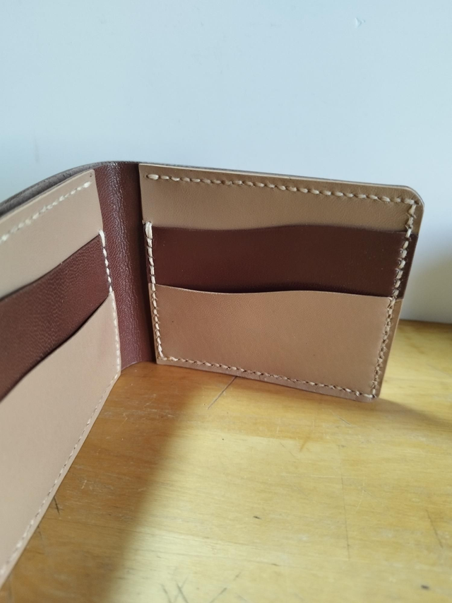 Portefeuille cuir marron bicolore 