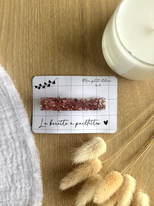 La barette à paillettes - Or rose