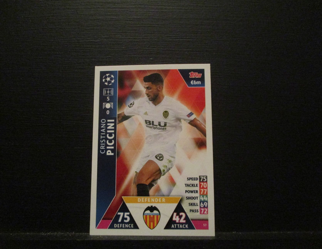 Cristiano Piccini - UEFA Champions League Match Attax 2018/19 Original Trading Card #57