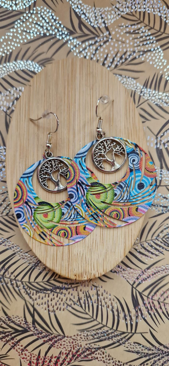Boucles d'oreilles colorés arbre de vie