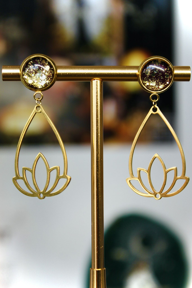 BO Lotus dorées - Rituel de minuit (violet et paillettes dorées)