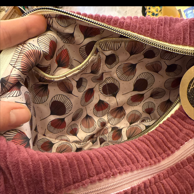 Sac Demi Lune velours côtelé - PRUNE