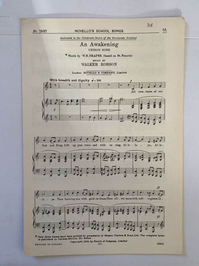 An Awakening Unsion Sheet Music
