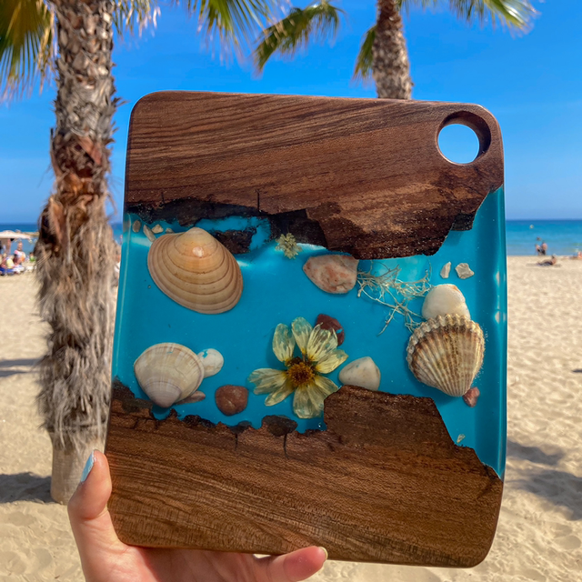 Wallnut sea themed serving and cutting board 