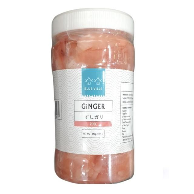 Blue Ville Sliced Pink Ginger 340g