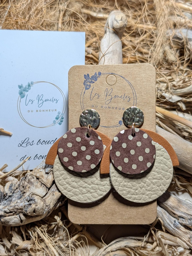 Boucles d'oreilles Nado marron glacé beige na003