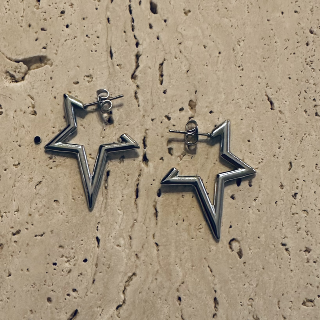 Oorbellen ster zilver 