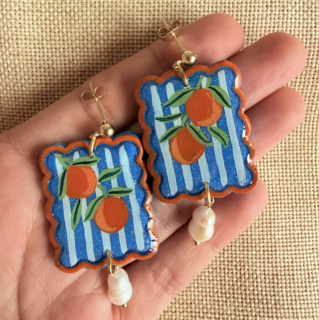 Algarve Orange Pearl Earrings - LIMITED EDITION