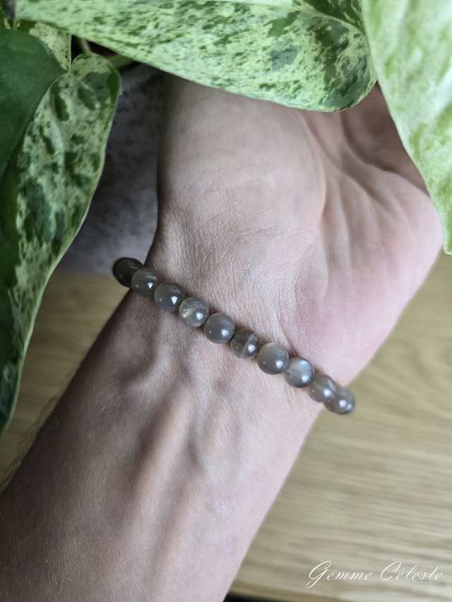 Pierre de Lune Brune - Bracelet avec perles de 7 mm 