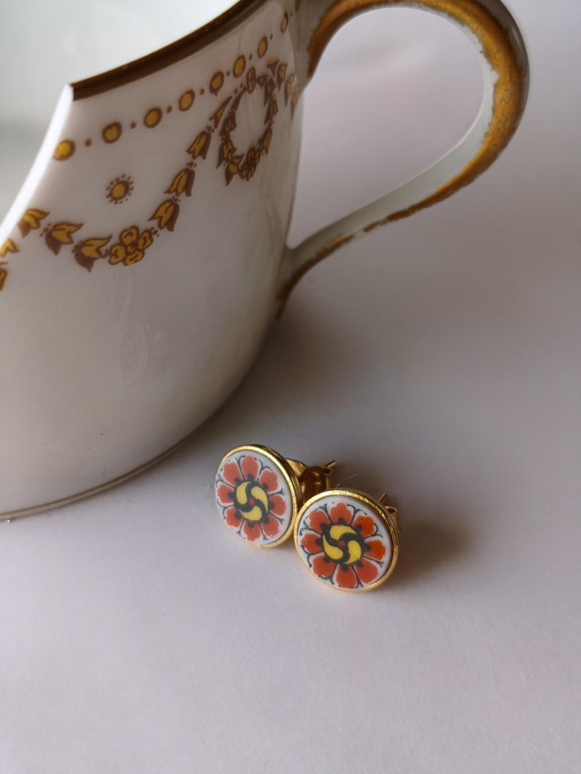Boucles d&#039;oreilles - porcelaine Limoges - Haviland no.1
