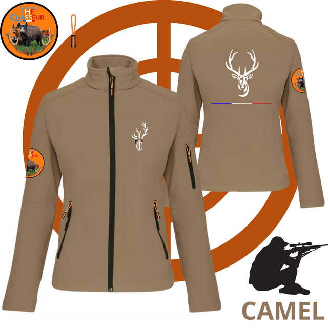 Veste softhell femme Brodé Team the Chasseur + CERF