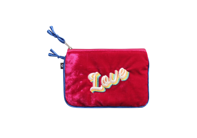 Earth Squared Silk Velvet Embroidered Love Cosmetic Purse