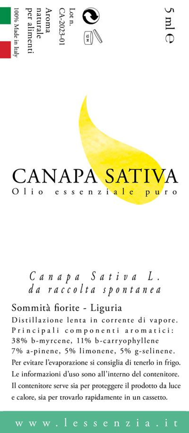 Olio essenziale puro di Canapa Sativa 5ml