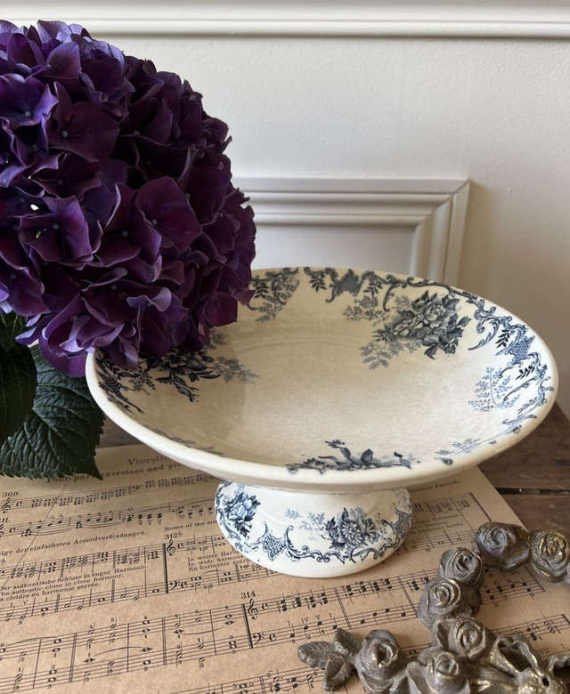 FLOREAL - Sublime compotier signé Choisy-le-Roi - Terre de Fer