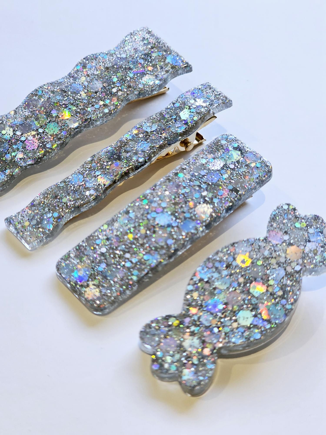  SET 4 BARRETTES ARGENTEES