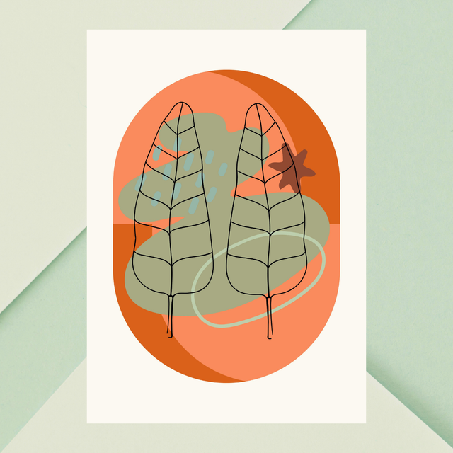 Décoration Murale Botanique Minimaliste Élégante à Deux Feuilles / Elegant Two-Leaf Botanical Minimalist Wall Art