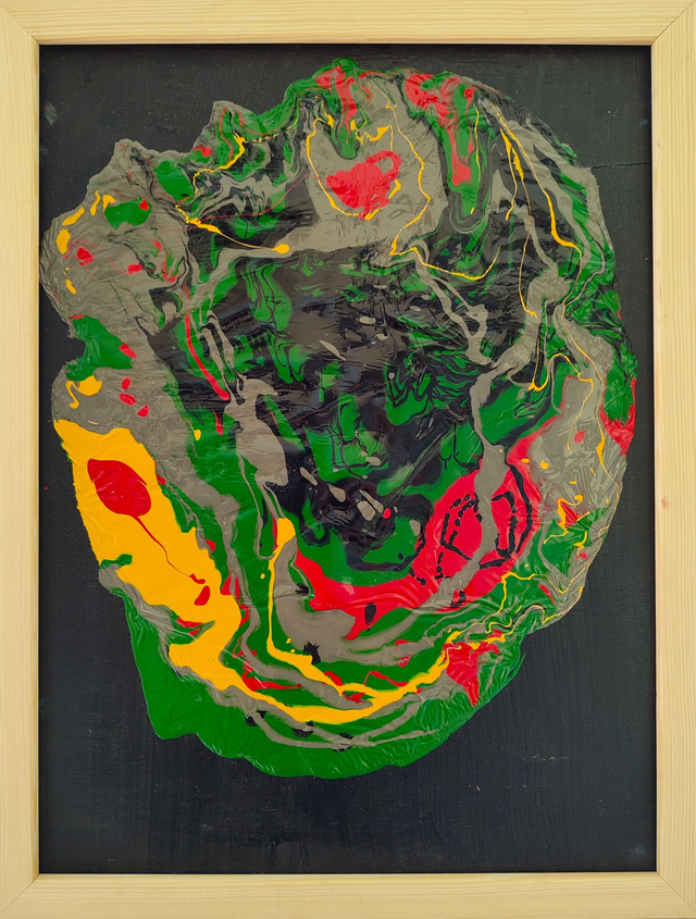 Wypłynąłem na suchego przestwór oceanu, wóz nurza się w zieloności i jak łódka brodzi... 40x30 olej flatowy deska 2024 oprawiony