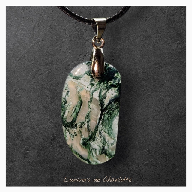 Pendentif &quot;Agate mousse&quot; PN-112