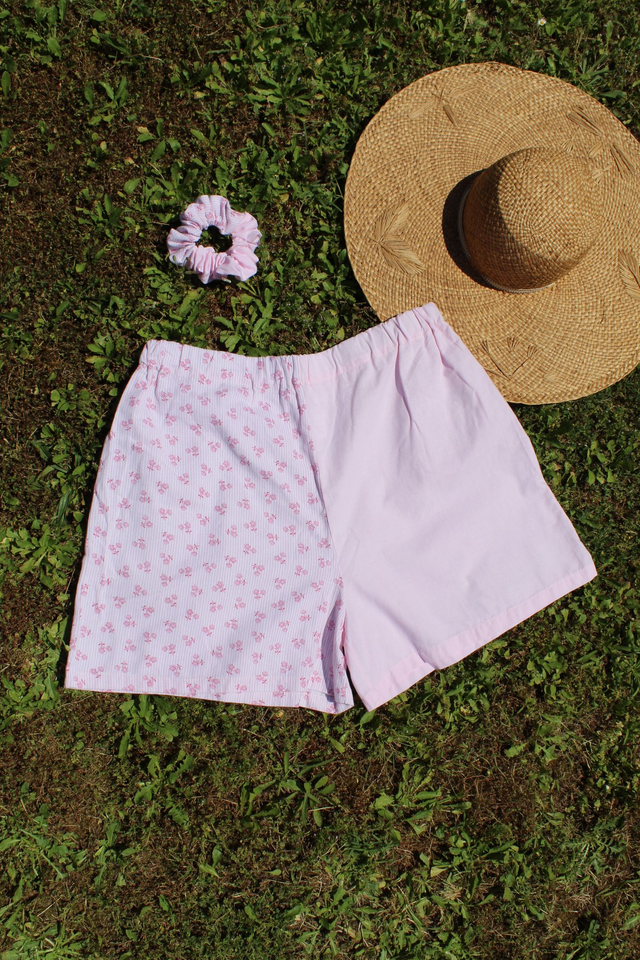 Short bicolore rayé fleurs - Taille 2