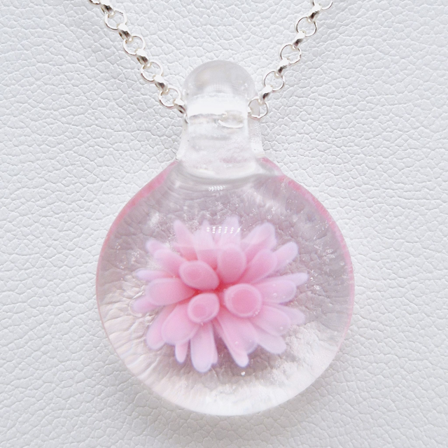 Pendentif Dahlia rose 2