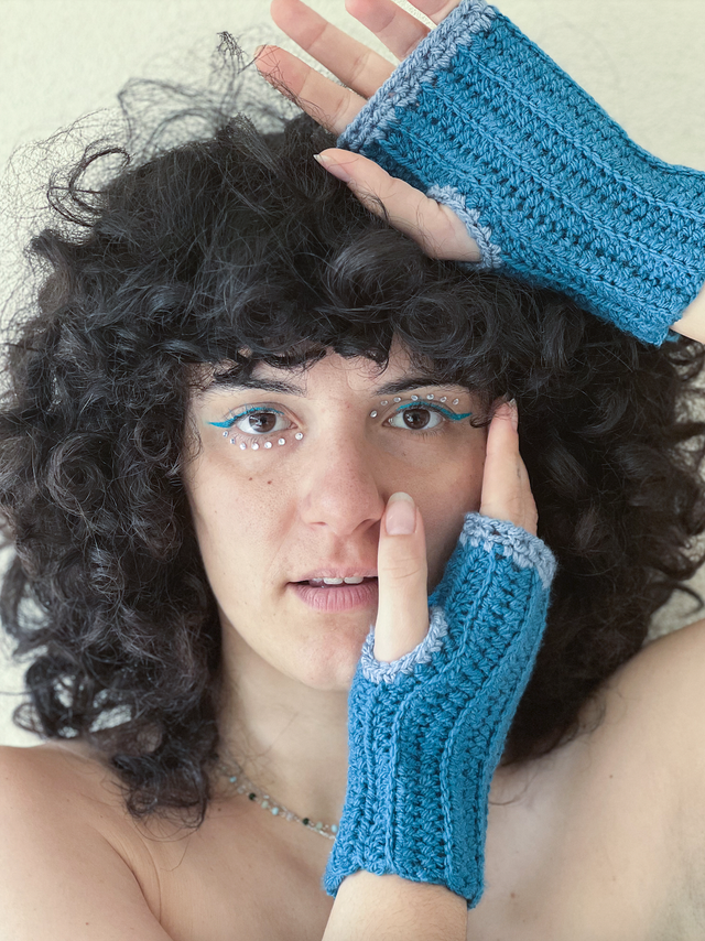 Mitaines double bleu