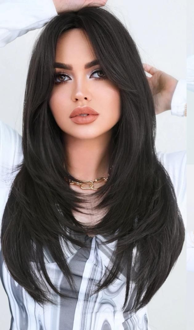 Perruque longue brune