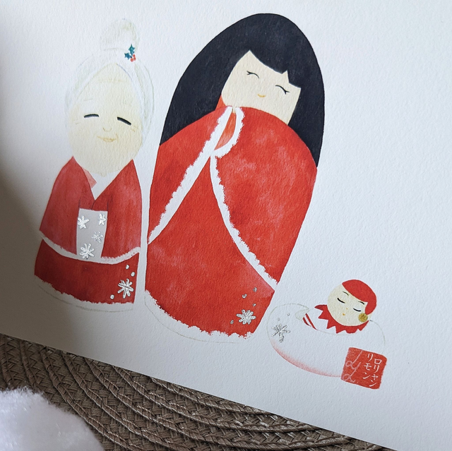 Kokeshi de Noël - Tirage d'art multiformats