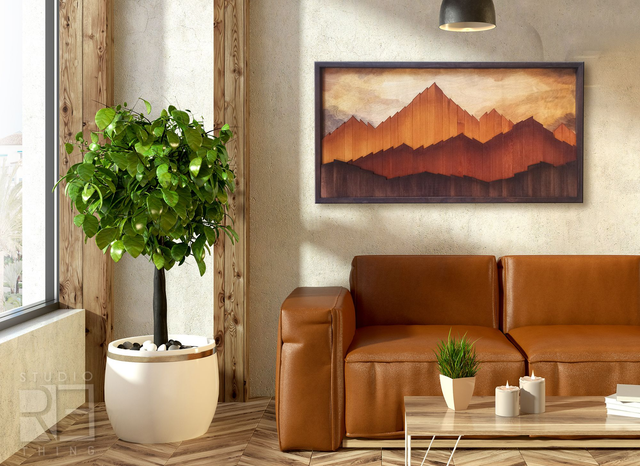 Z archiwum „Echo Grani” – Drewniany Obraz Górski w Ciepłej Tonacji