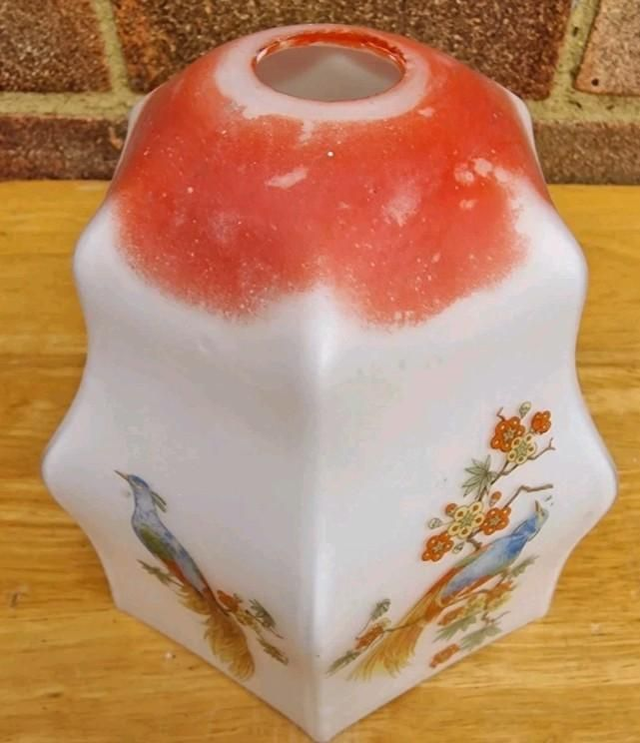 Art Deco hand painted Milk glass Lamp Shade