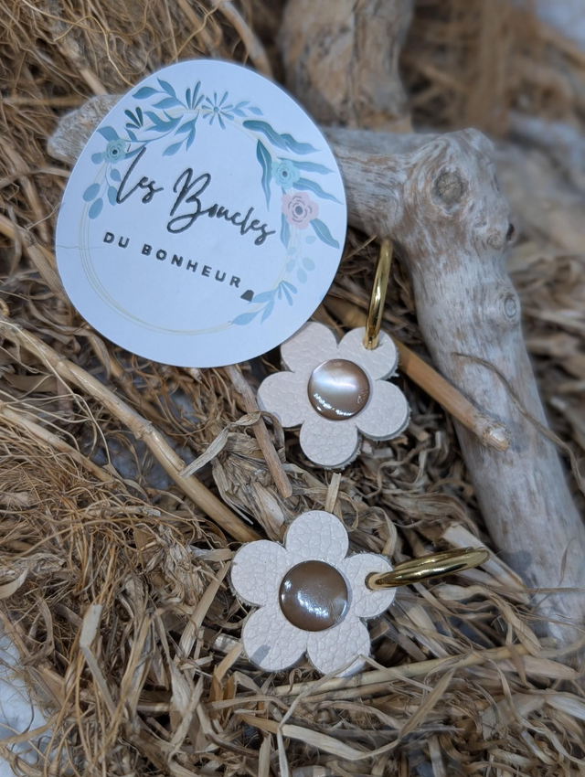 Creoles marguerite beige marron