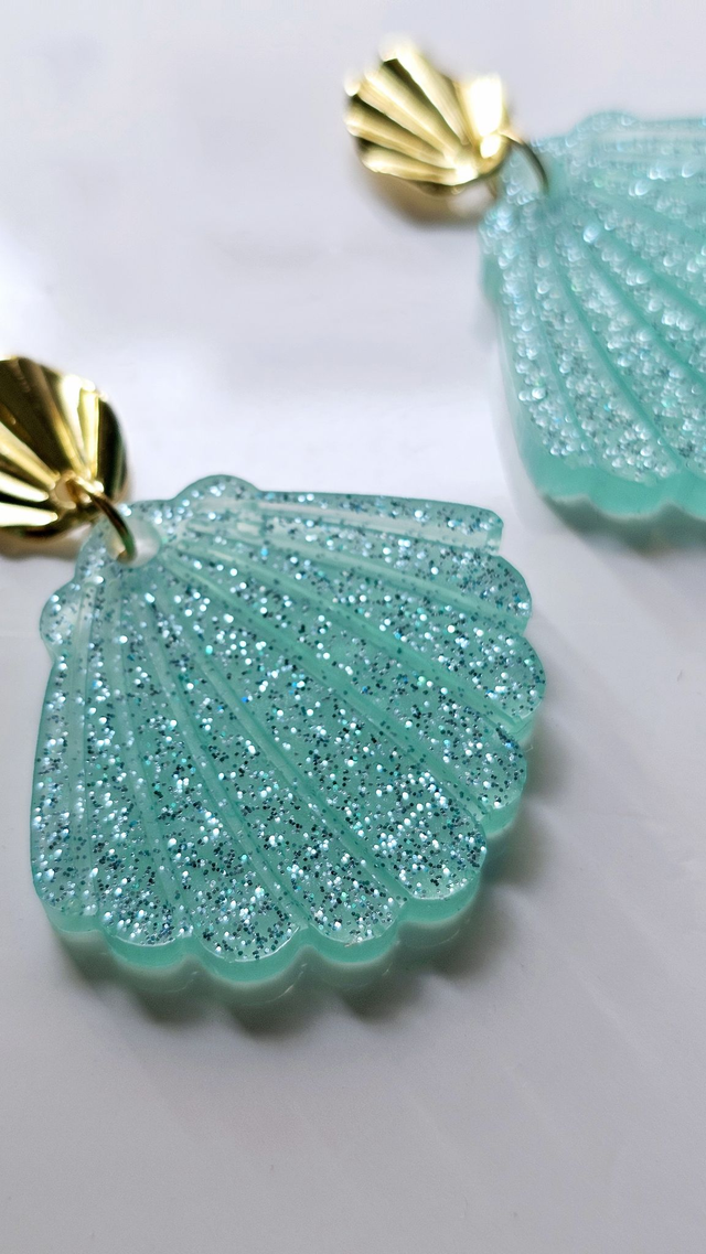 JACKIE vert bleu à paillettes