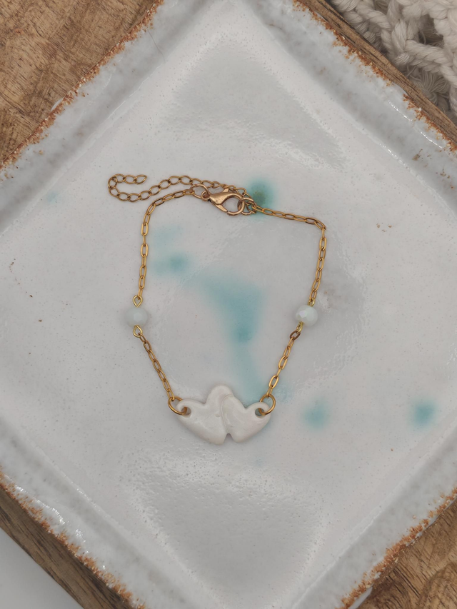 A Bracelet cœur duo et perles 