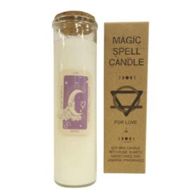 Bougie Magique - Amour - ROSE QUARTZ et parfum JASMIN