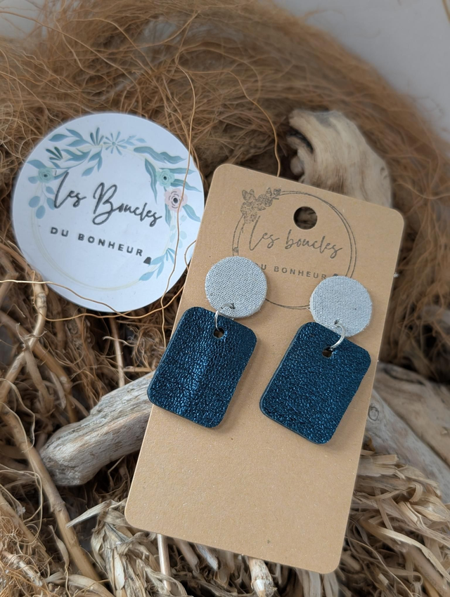 Boucles d&#039;oreilles Anti Gaspi  bleu canard ag014