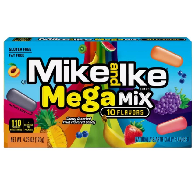 Mike and Ike Mega Mix Chewy Candy Theater Box, 4.25 Ounce