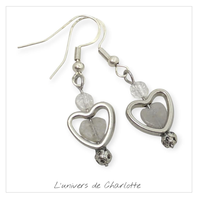 Boucles d&#039;oreilles &quot;Cristal de roche&quot; BO-029